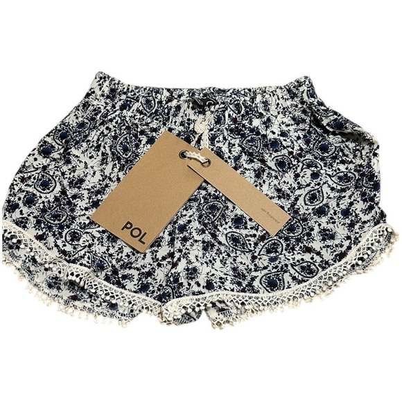 POL Women's Blue Paisley Spring Summer Trendu Shorts Size Small New - Picture 3 of 6